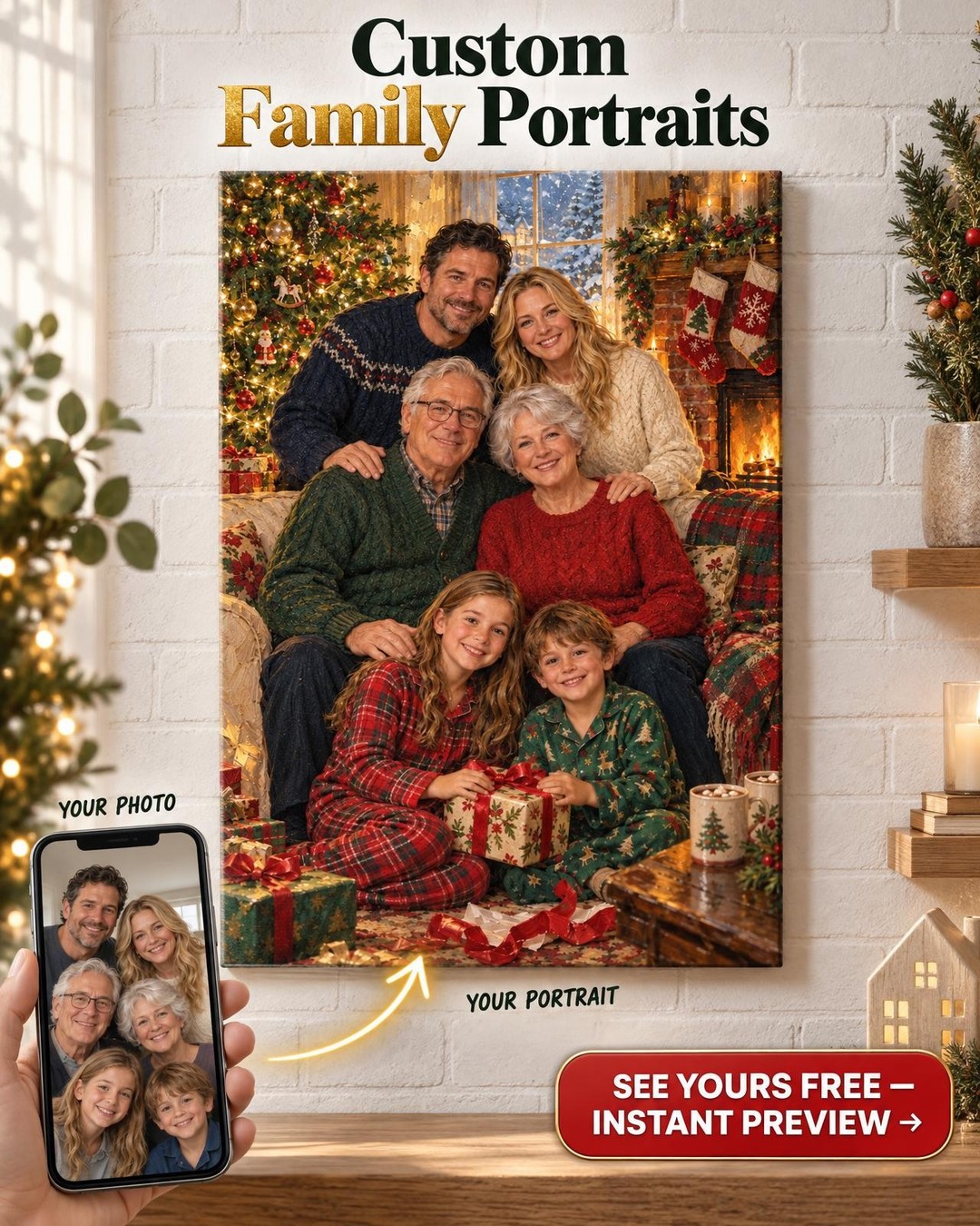 One More Christmas Custom Portrait from Photo | Personalized Loving Memory Gift
