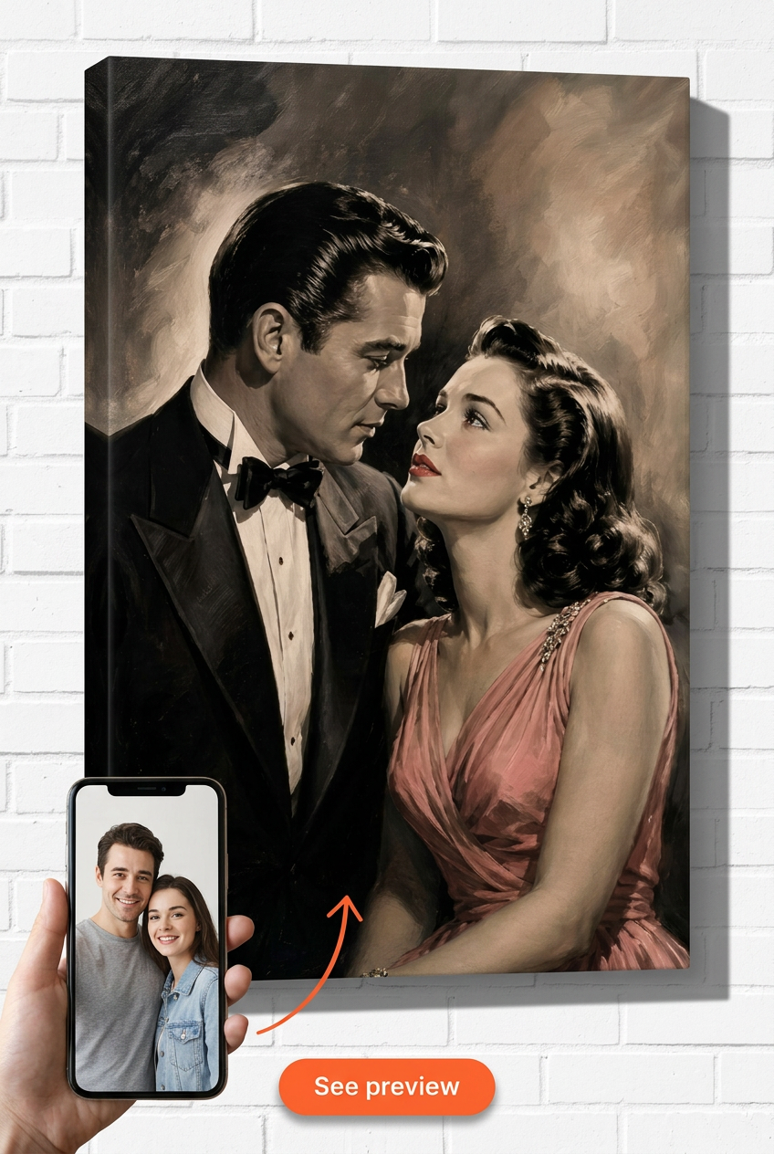 Vintage Romance Custom Portrait from Photo | Personalized Undefined Gift