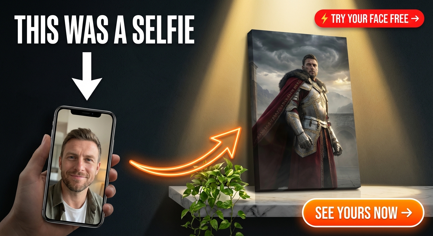 Custom Knight Portrait for Man — Regal Armor Canvas