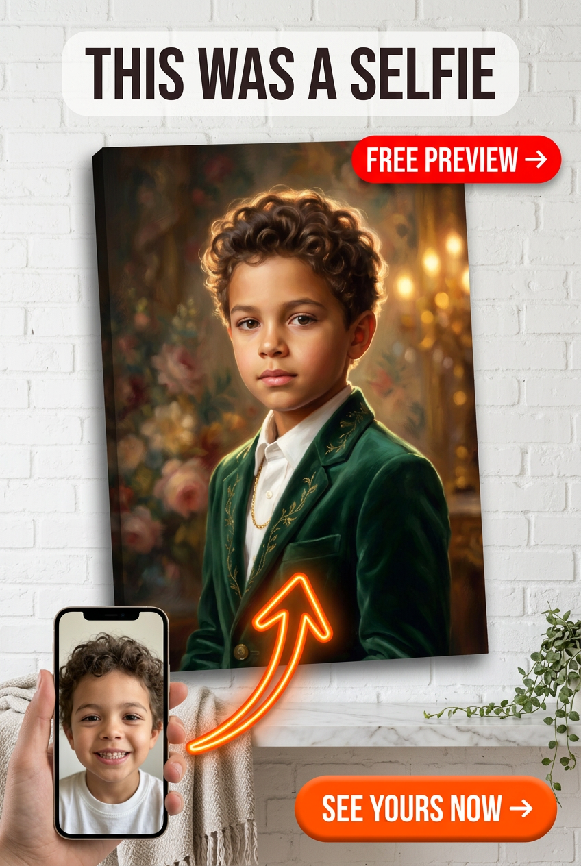 Custom Royal Boy Portrait — Regal Canvas Gift from Photo