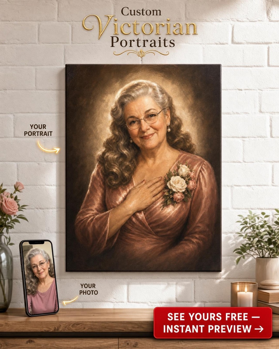 Custom 1940s Hollywood Mother's Day Portrait — AI-regenerated portrait personali