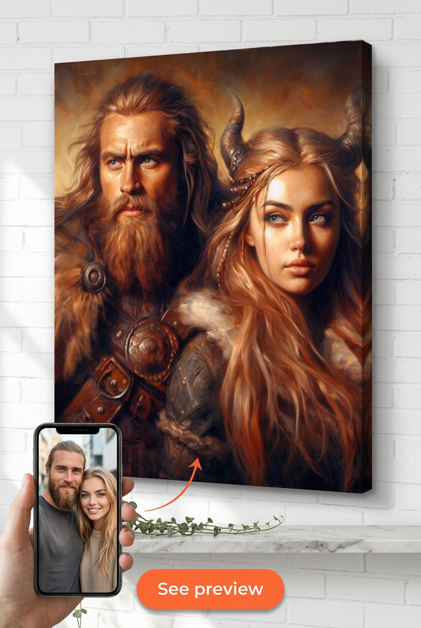 Custom Viking Couple Portrait — Heroic Canvas