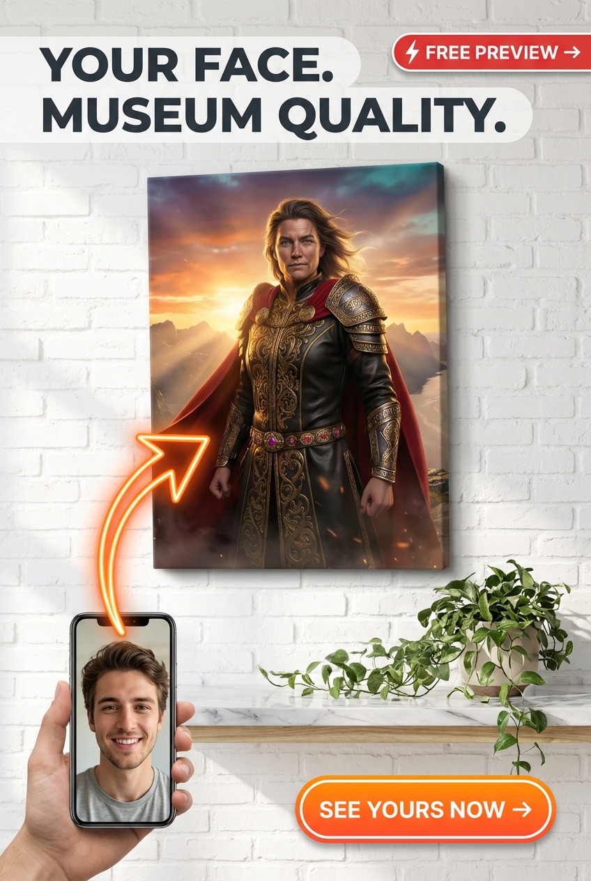 Custom Viking Man Portrait — Regal Warrior Canvas from Photo