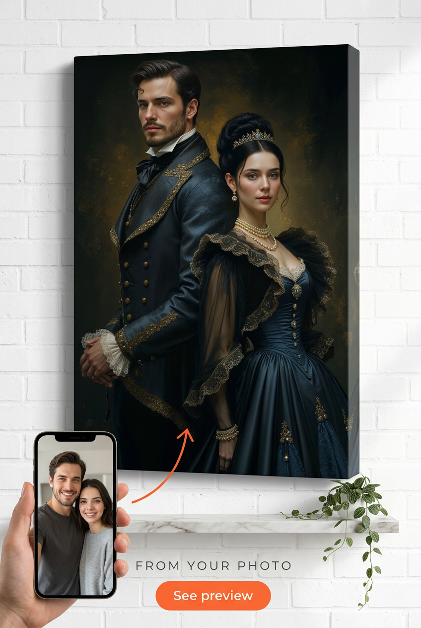 Royal Custom Portrait from Photo | Personalized Gift for Couples