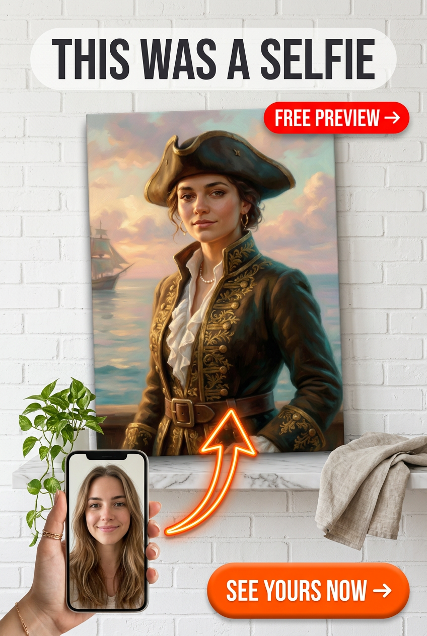 Retrato de Aventura Pirata Personalizado para Ele