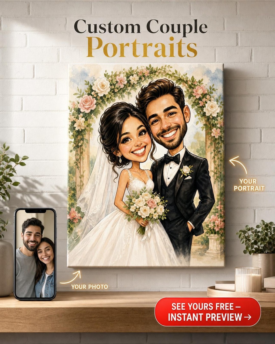 Custom Romantic Caricature Portrait Gift