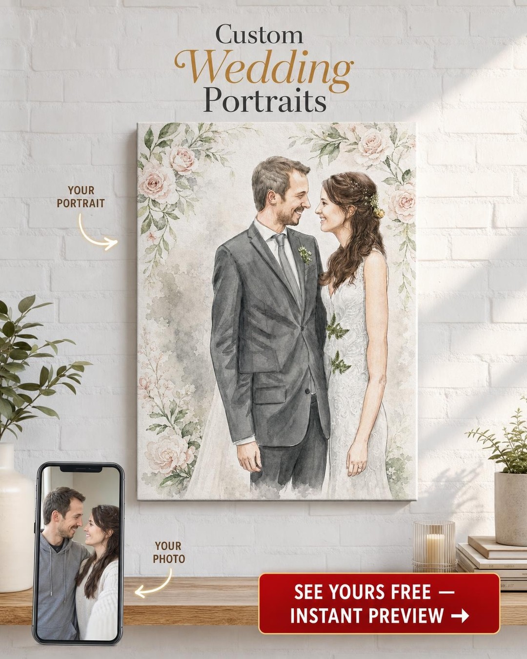 Premium Custom Portrait from Photo | Personalized Canvas Gift