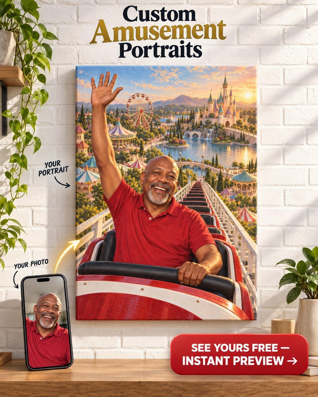 Front Seat Legend Custom Portrait from Photo | Personalized Fairytale Park Gift