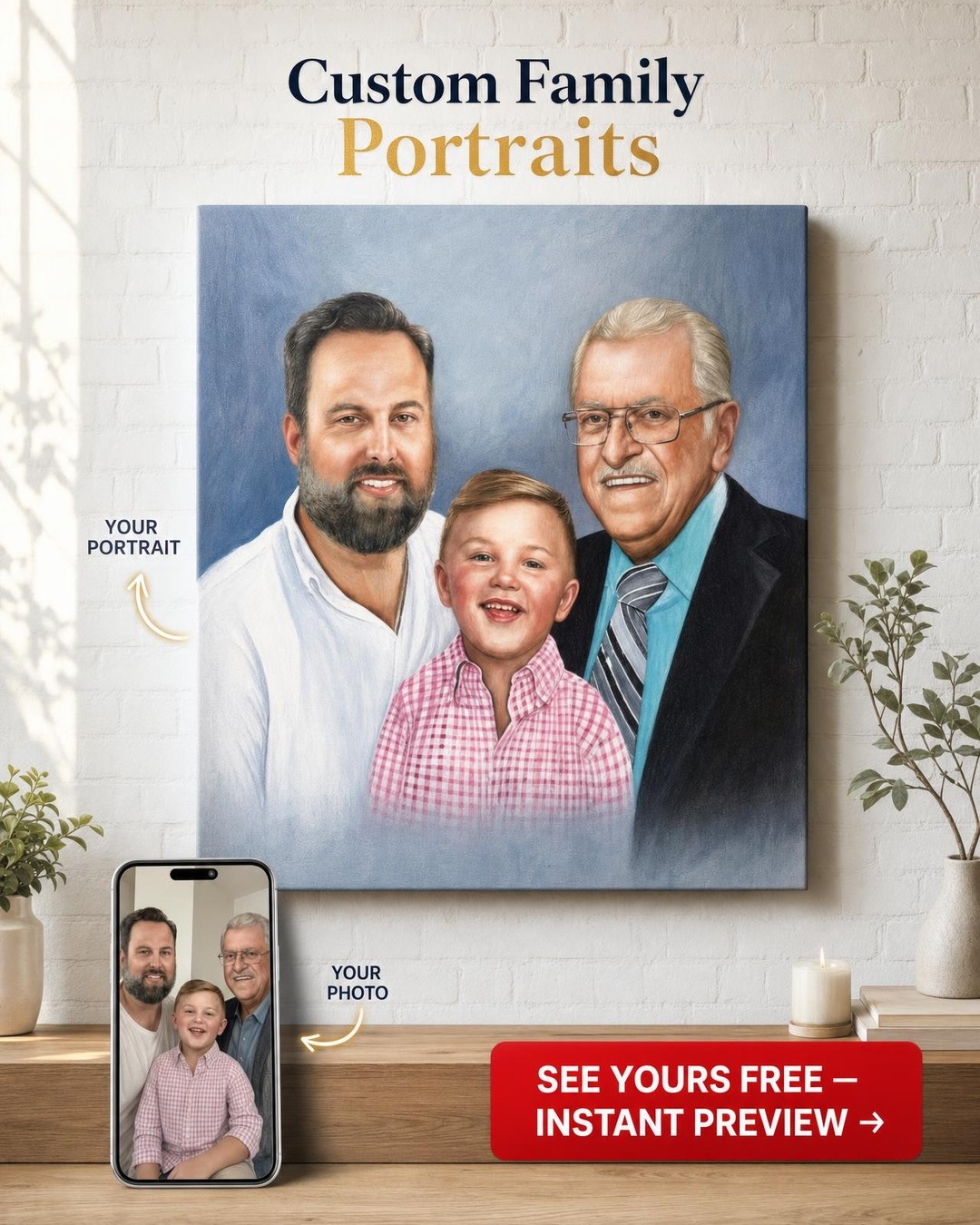 Custom Portrait from Photo | Personalized Canvas Gift