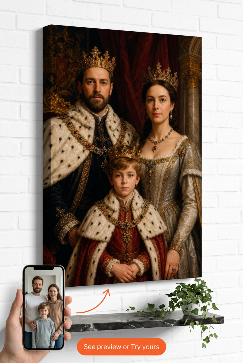 Custom Royal Family Portrait — Regal Canvas from Photo