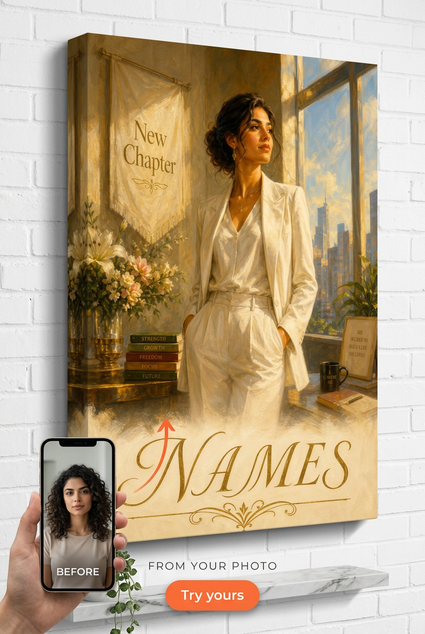 Custom LifeTransition Single-Woman Portrait — Regal Empowerment from Photo