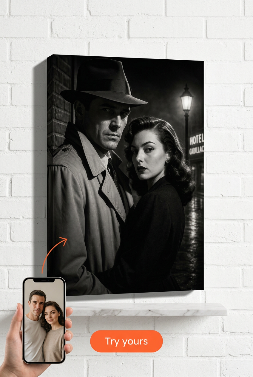 Custom Pop Art Couple Portrait — Romantic Canvas from Photo