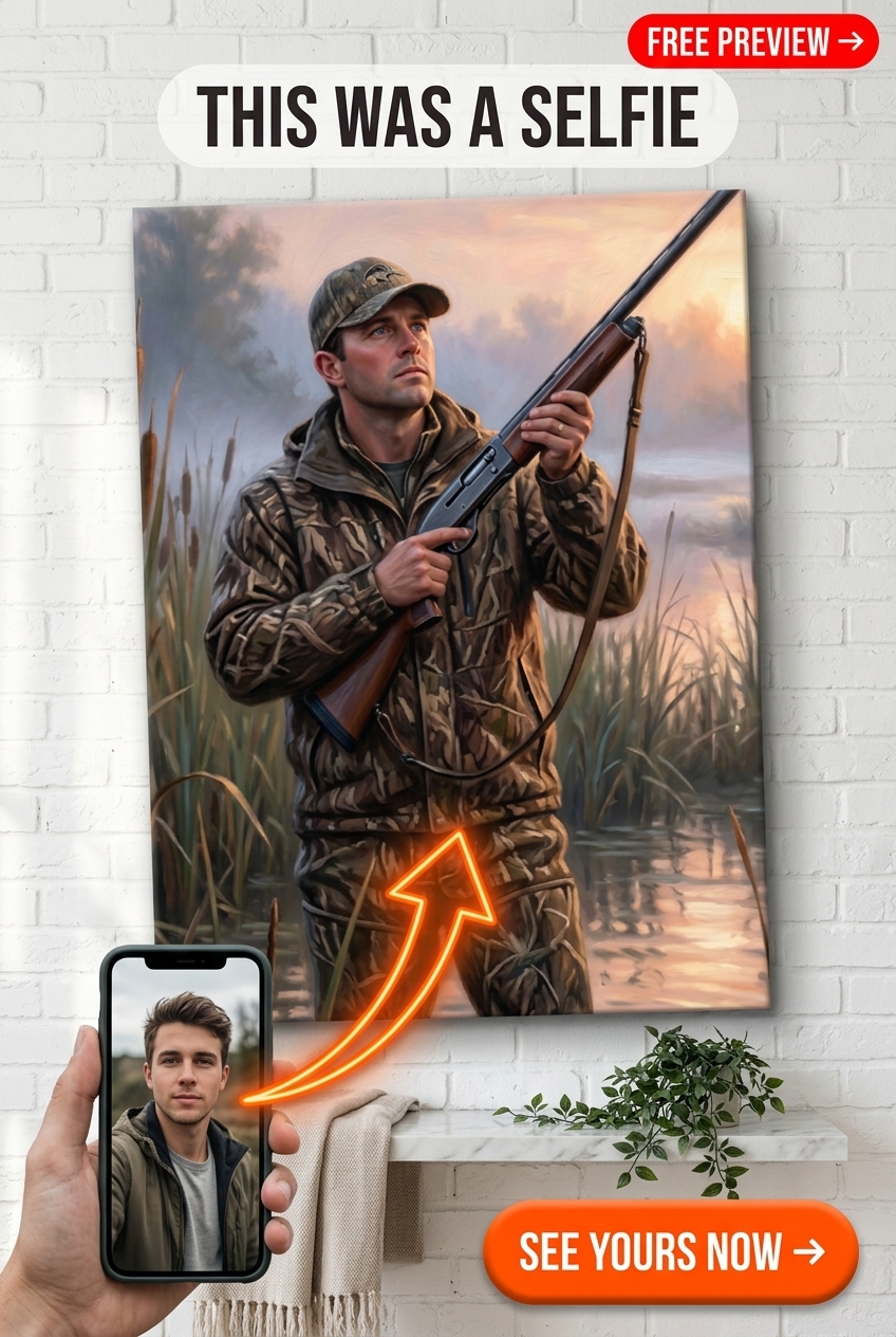 Custom Military Man Portrait — Heroic Hunting Rifle Canvas