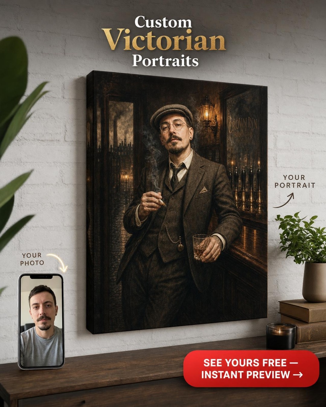 1920s Gangster Portrait | Unique Canvas Gift