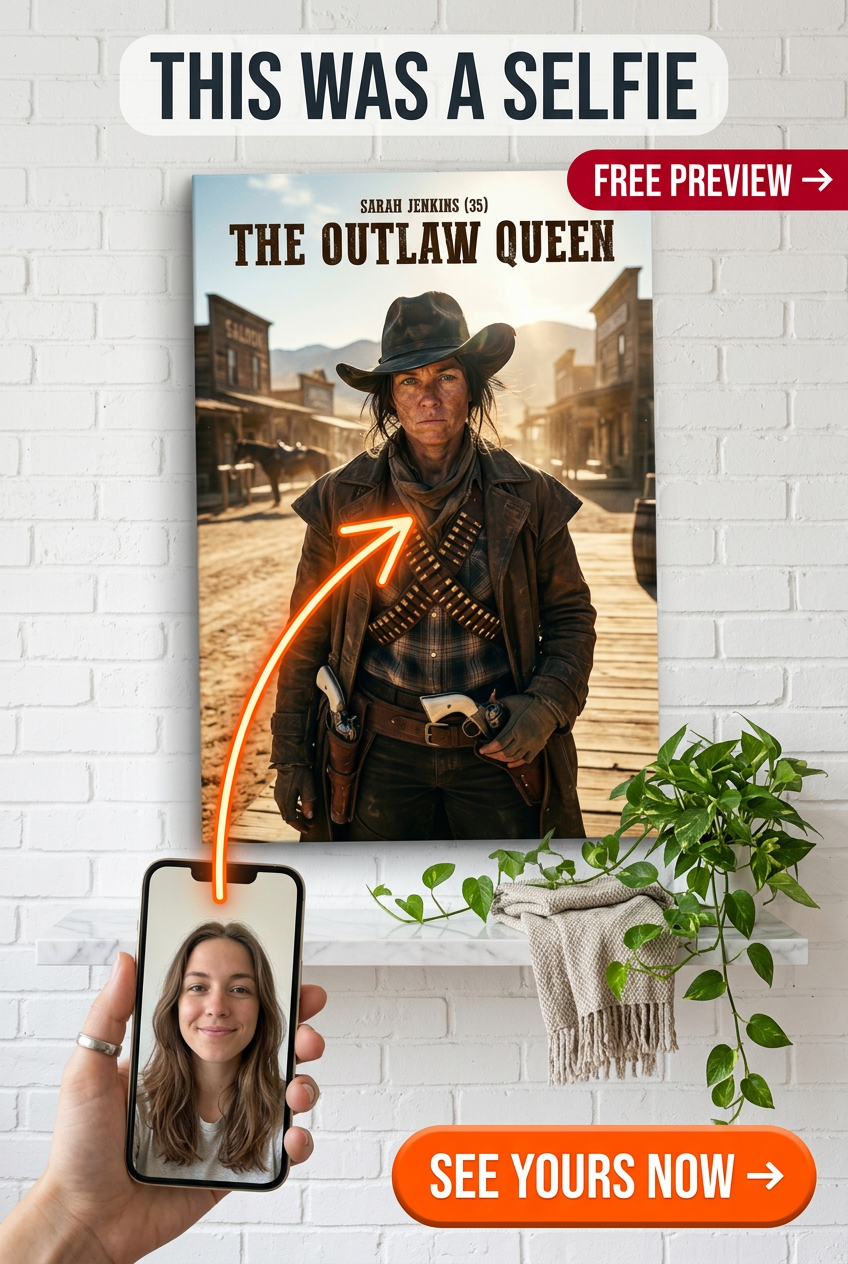 Custom Cowboy Woman Portrait — Heroic Western Canvas from Photo