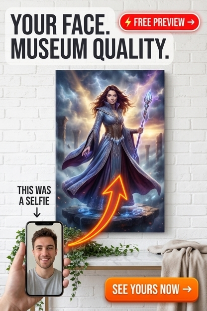 Custom Fantasy Man Portrait — Heroic Wizard from Photo Canvas