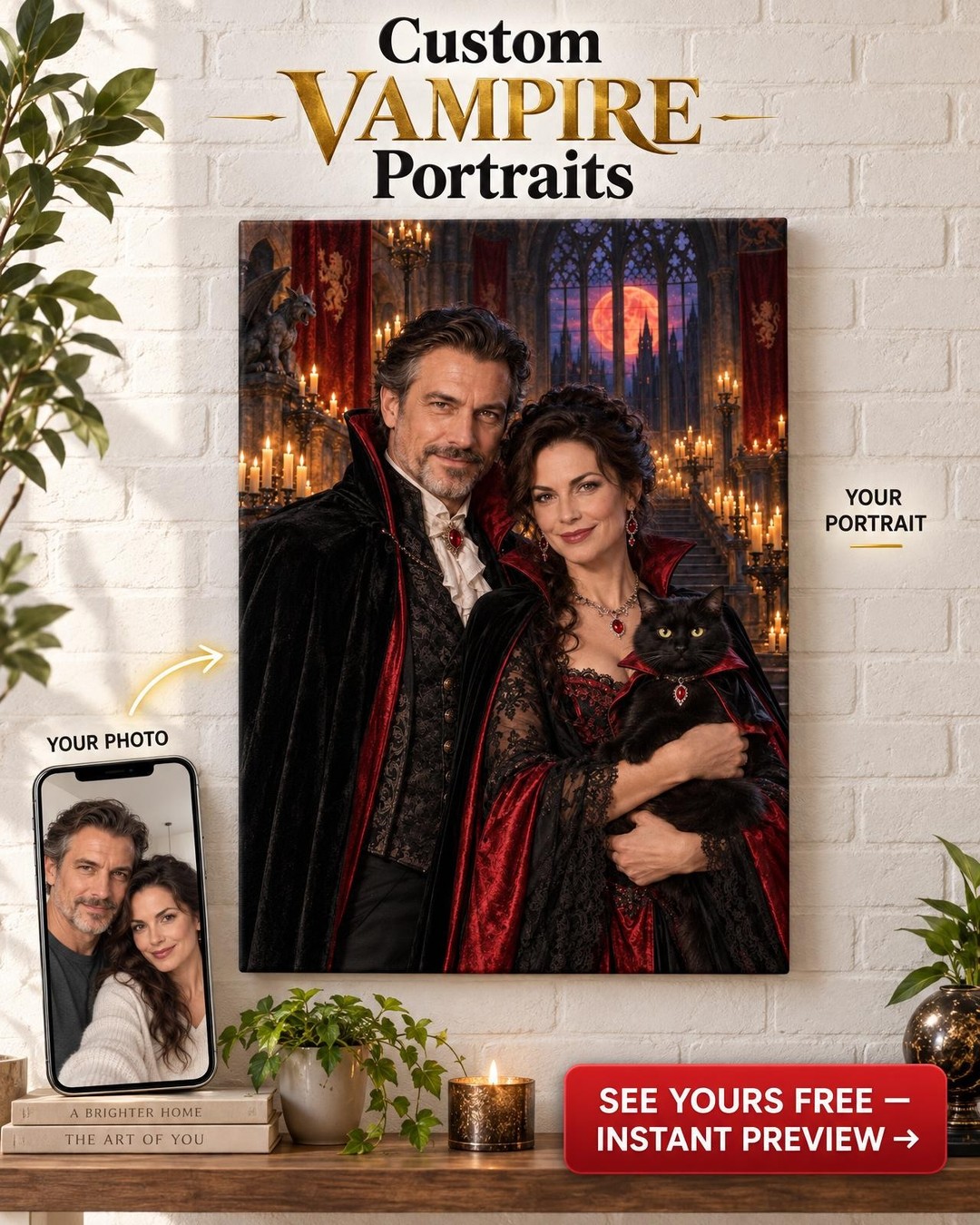 Vampire Castle Custom Portrait from Photo | Personalized Gift