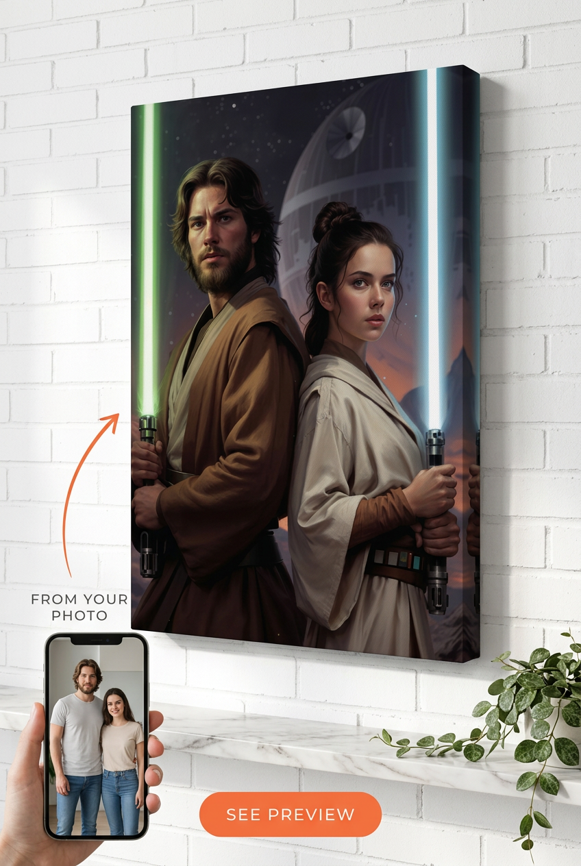 Galactic-Themed Custom Portrait from Photo | Personalized Couples Gift