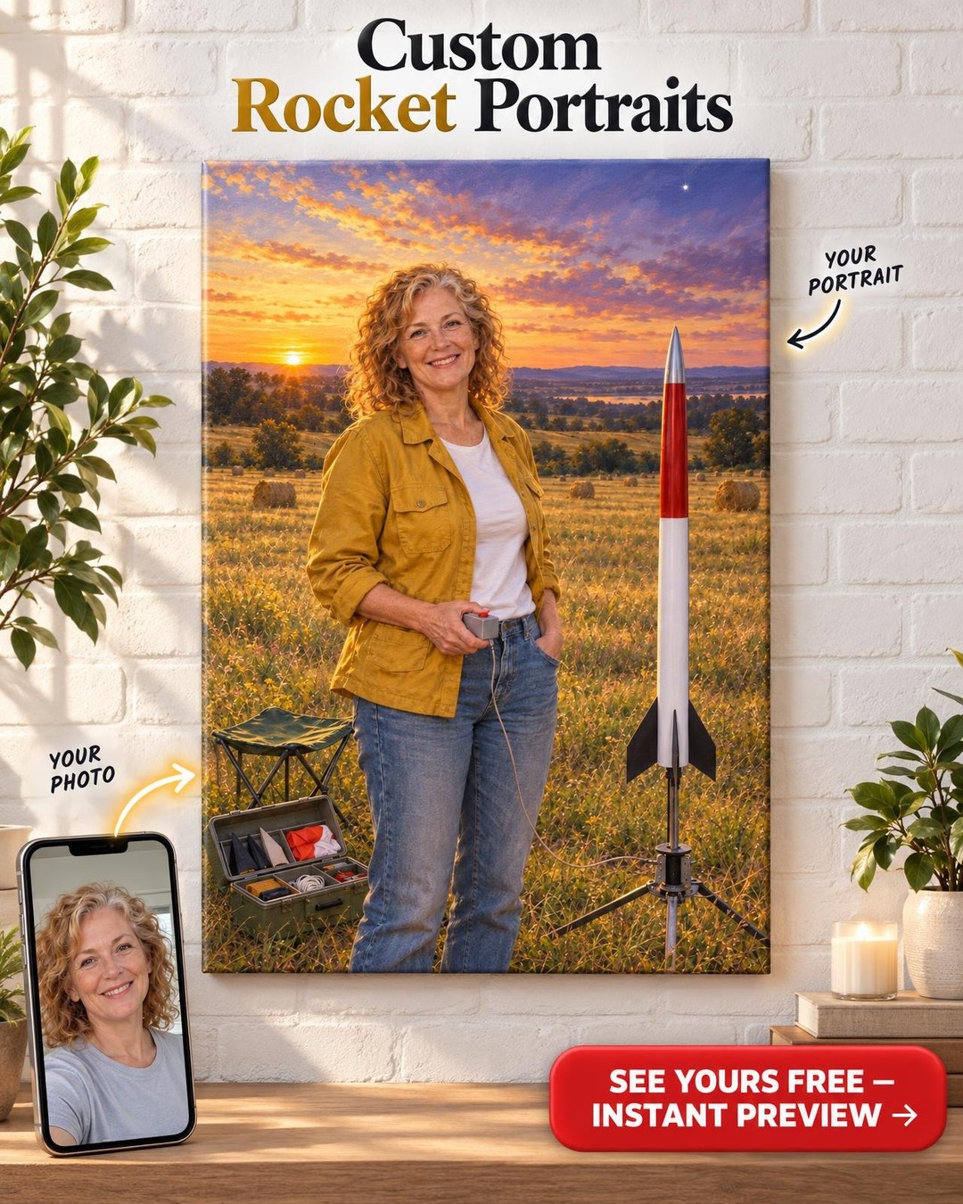 Golden Hayfield at Sunset Custom Portrait from Photo | Personalized Toy Collector Gift