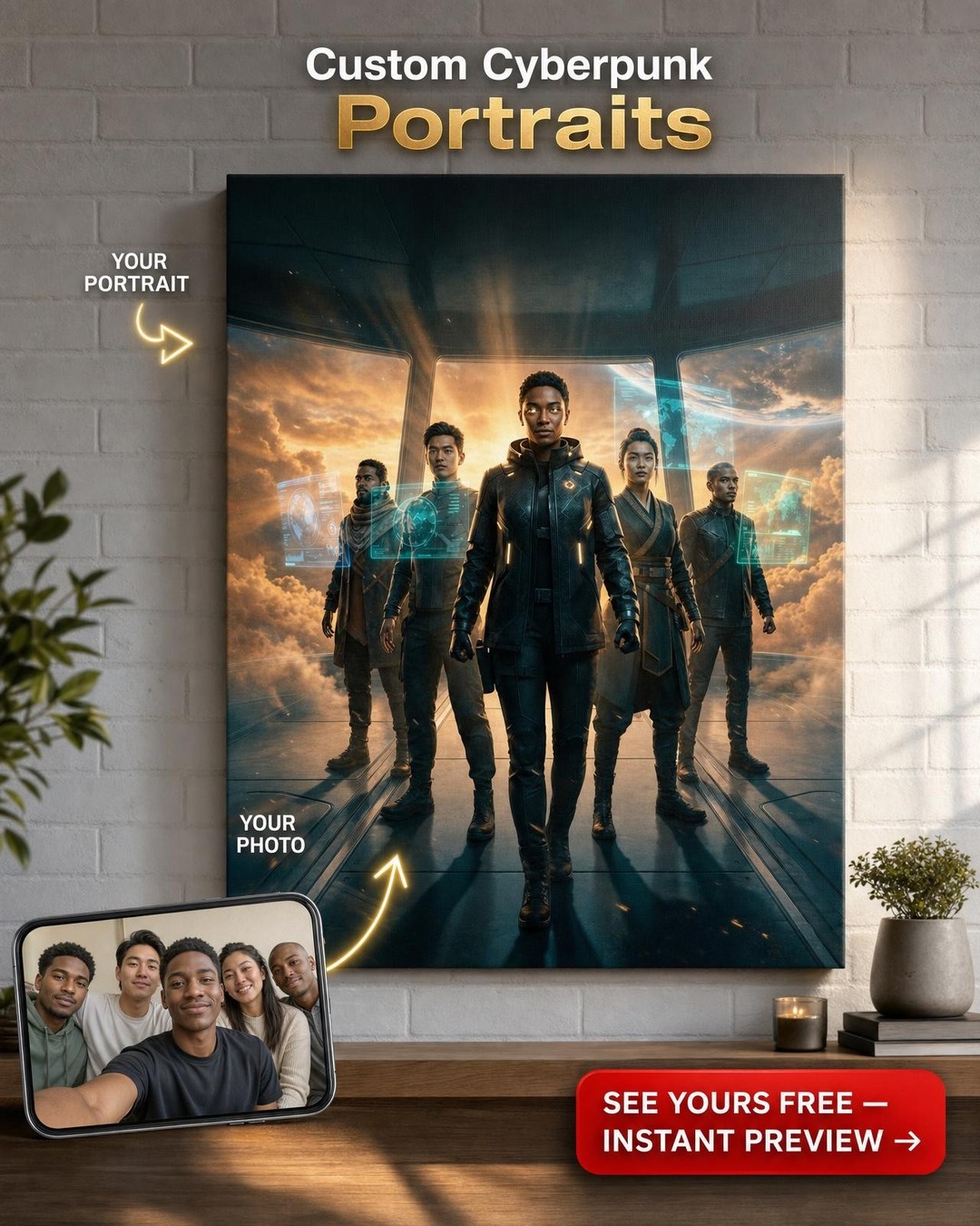 Custom Sci-Fi Single Man Portrait — Heroic Group Canvas