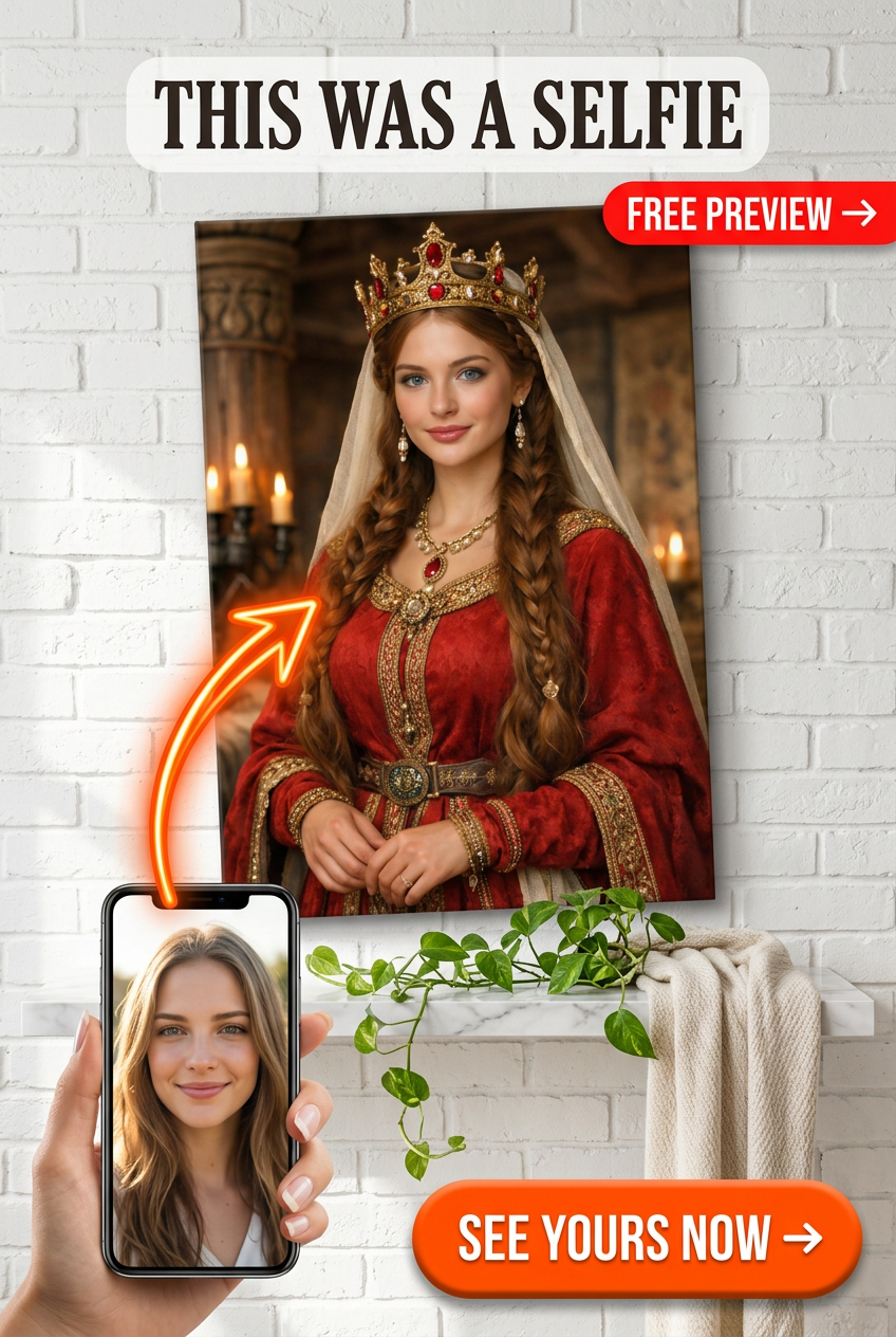 Custom Royal Woman Portrait — Regal Canvas from Photo