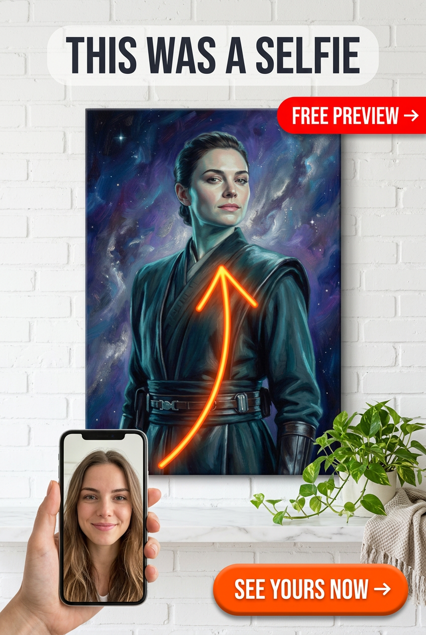 Custom Sci-Fi Woman Portrait — Galactic Whimsy Canvas