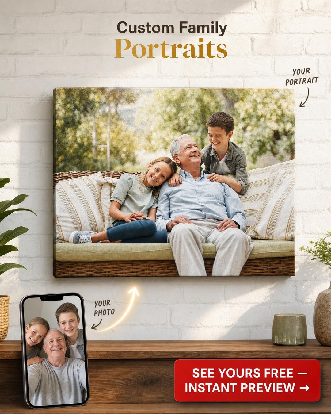 Premium Custom Portrait from Photo | Personalized Canvas Gift