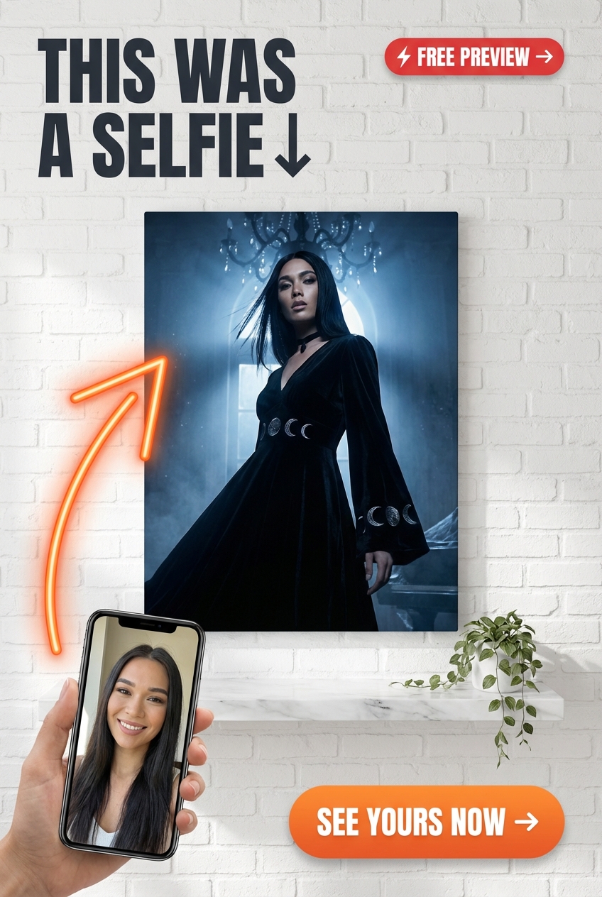 Eternal Noir Elegance: Gothic Portrait Canvas