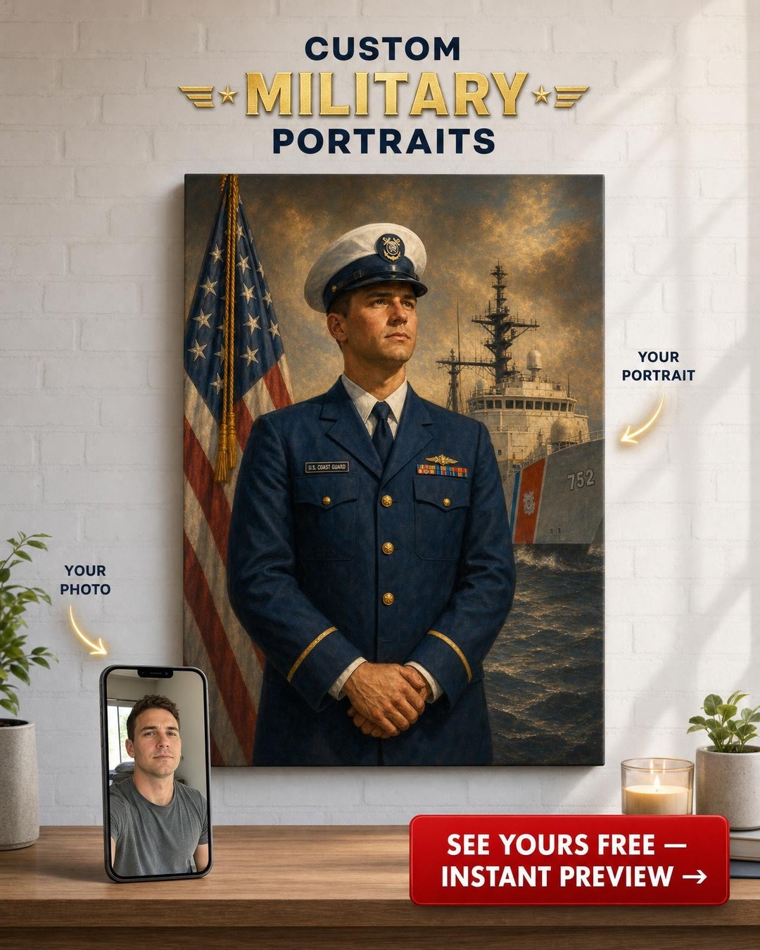 Custom Coast Guard Portraits—Heroic Canvas Art