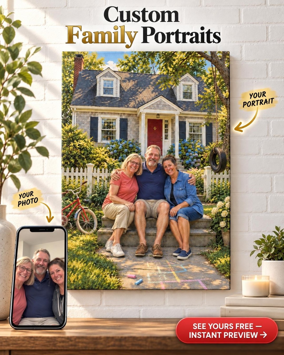 Where It All Began Custom Portrait from Photo | Personalized Childhood Home Gift