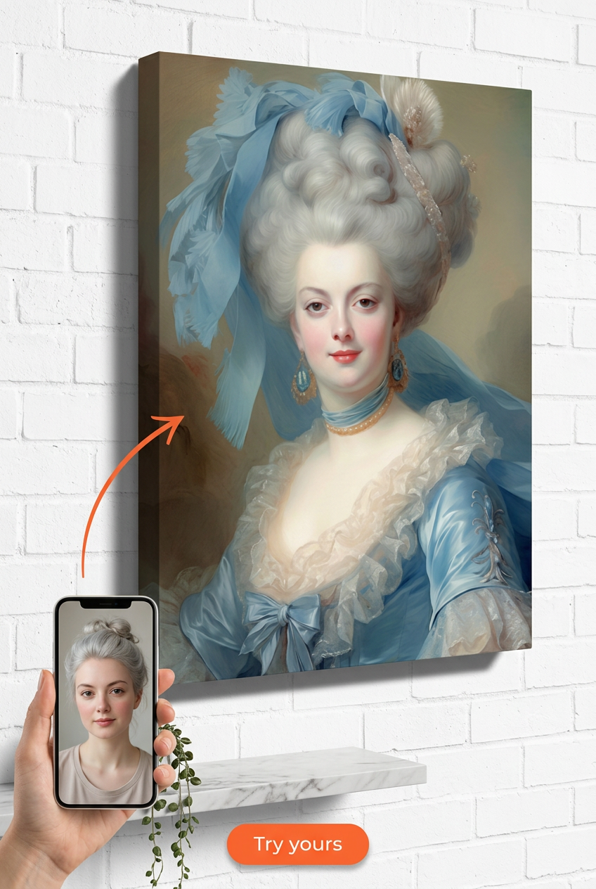 Custom Royal Woman Portrait — Regal Canvas from Photo