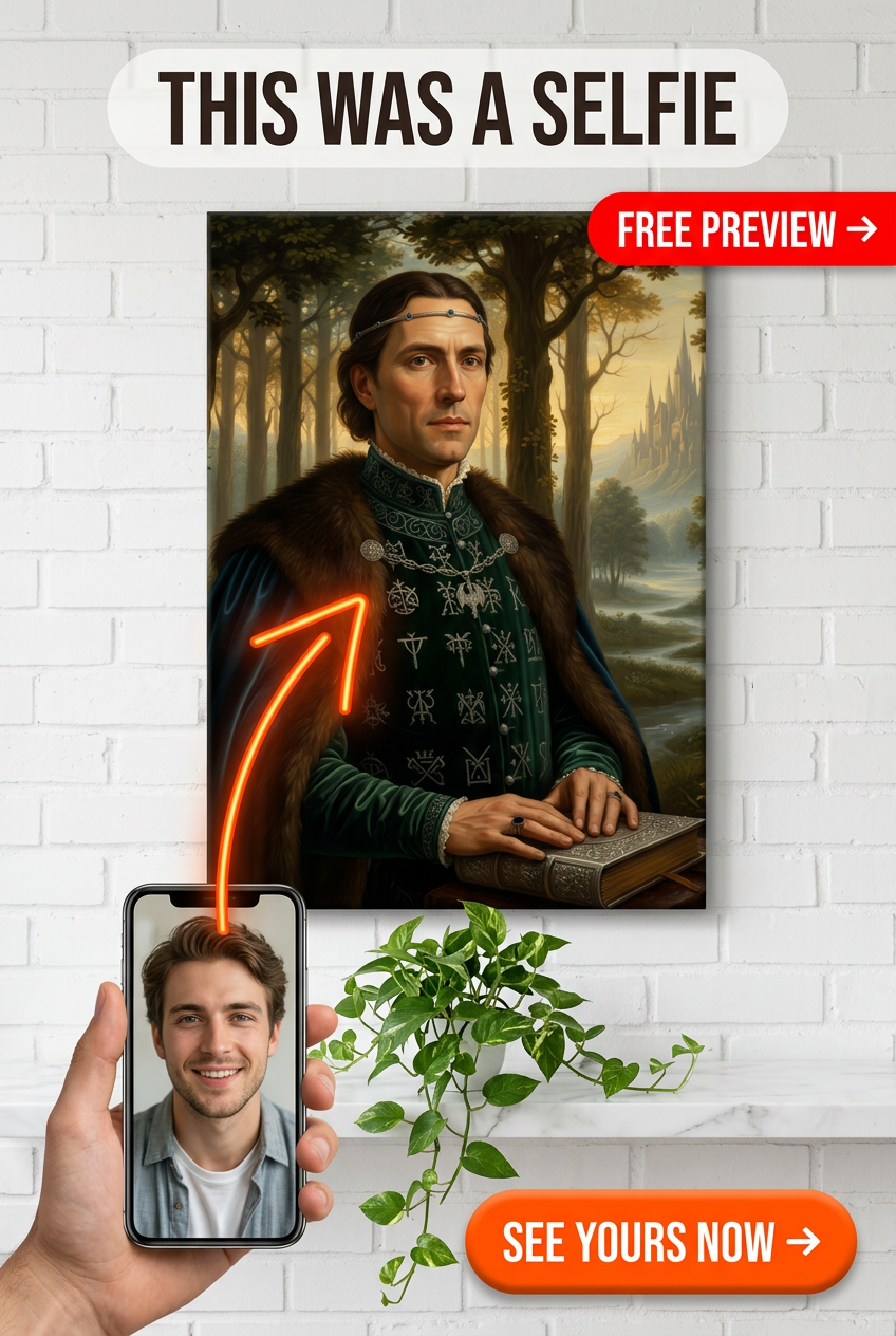 Custom Royal Man Portrait — Regal Medieval Canvas from Photo