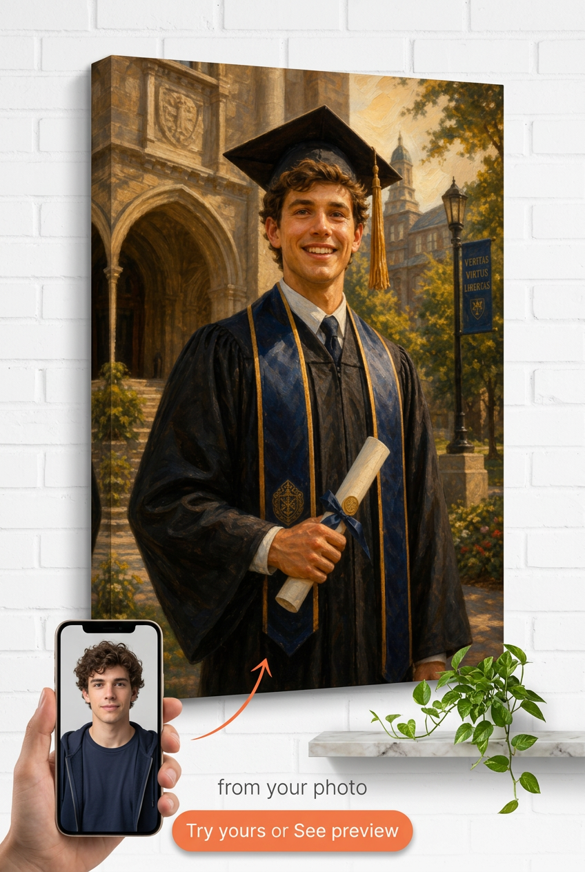 Graduation Gift for Nephew — Celebration Portrait Canvas from Photo