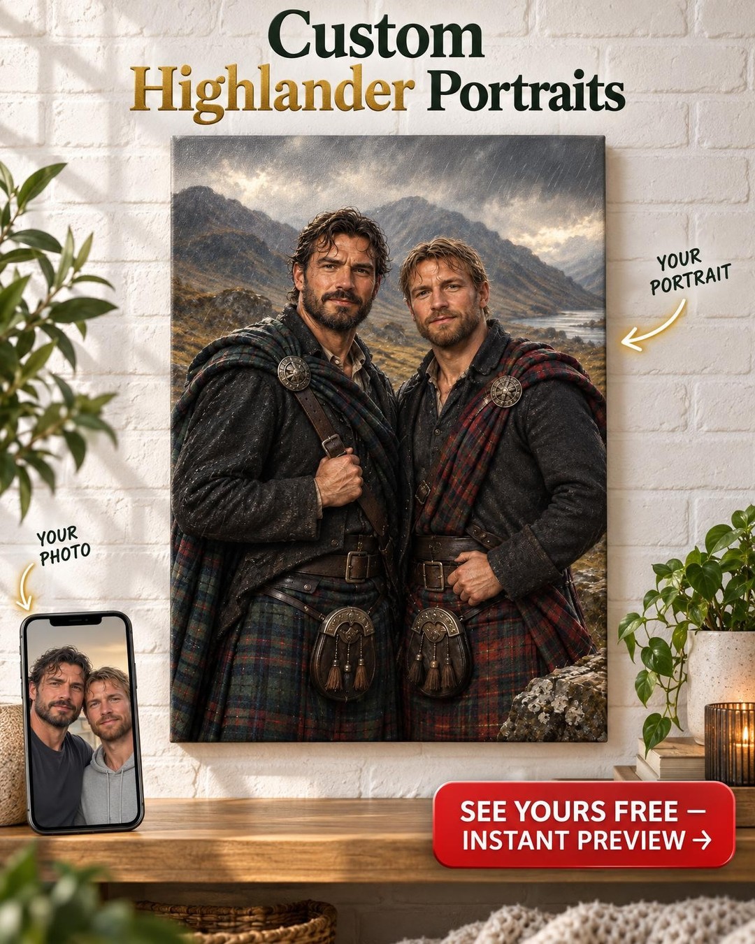 Distinguished Two Men Custom Portrait from Photo | Personalized Canvas Gift