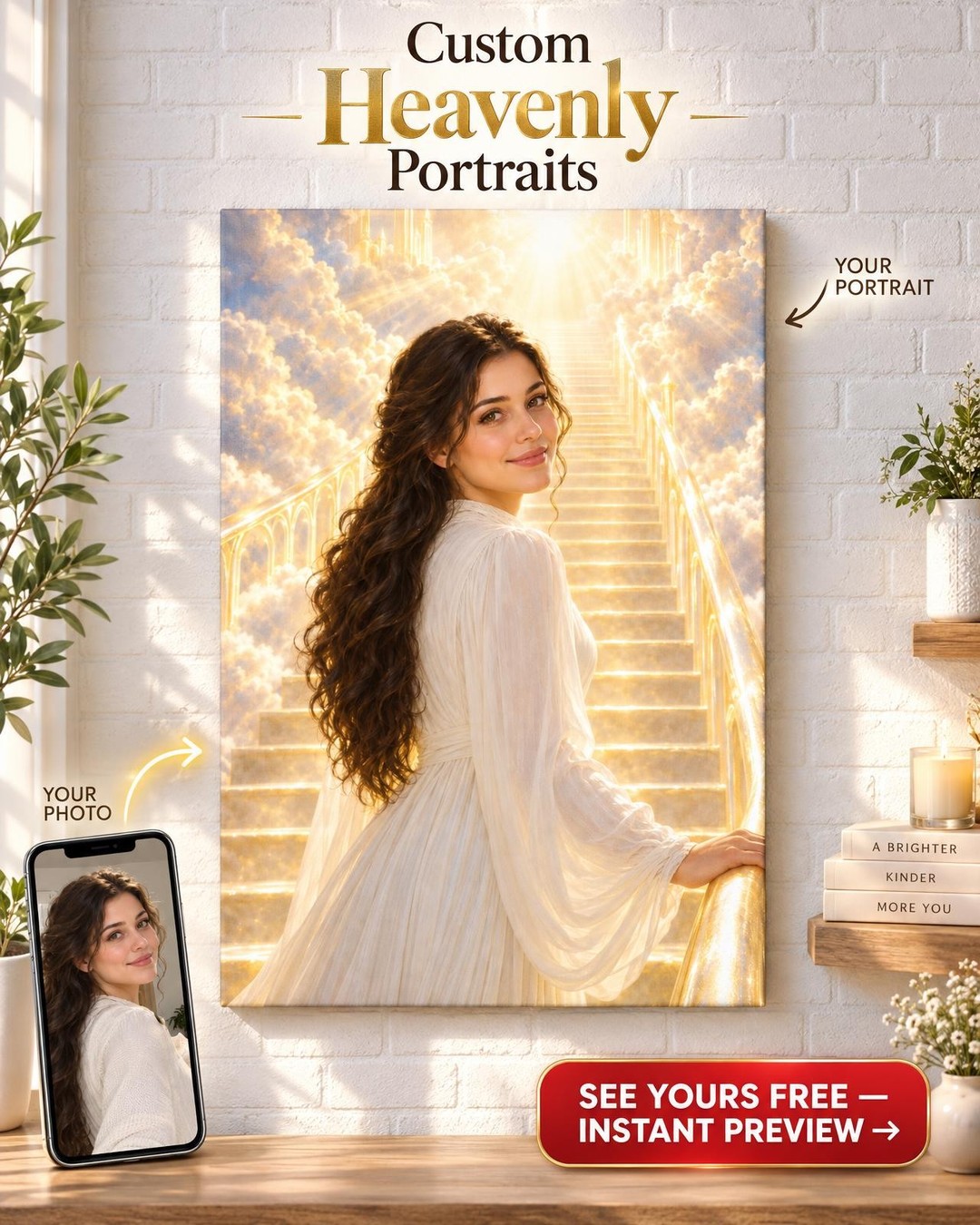 Stairway to Heaven Daughter Memorial Custom Portrait from Photo | Personalized Daughter Memorial Gift