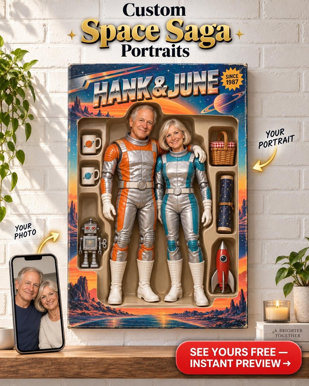 1980s Collectible Action Figure Custom Portrait from Photo | Personalized Toy Collector Gift