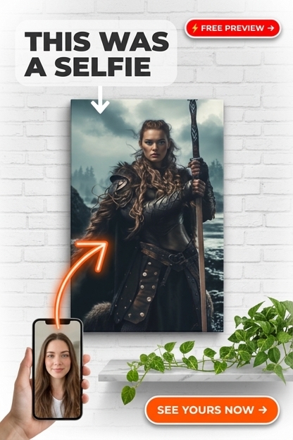 Retrato Personalizado Viking a partir de Foto | Presente Personalizado para Ela