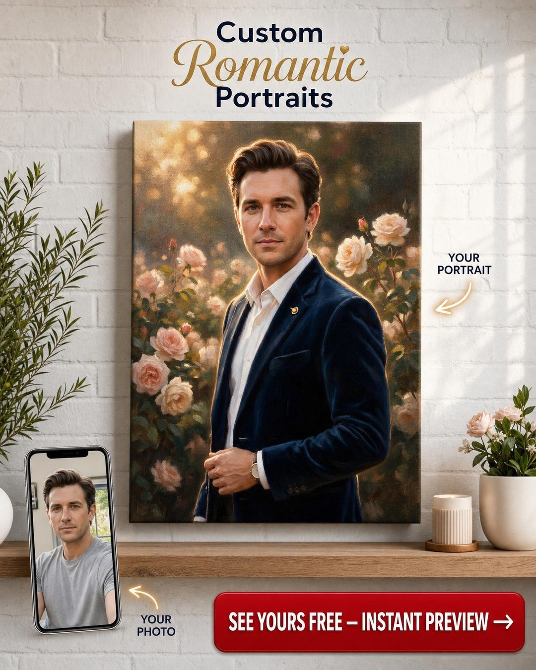 Regal Romance Vlastní Portrét pro Muže