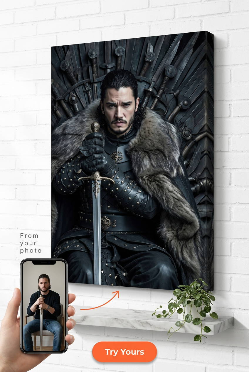 Throne King Portrait | Custom Medieval Ruler Artwork from Your Photo