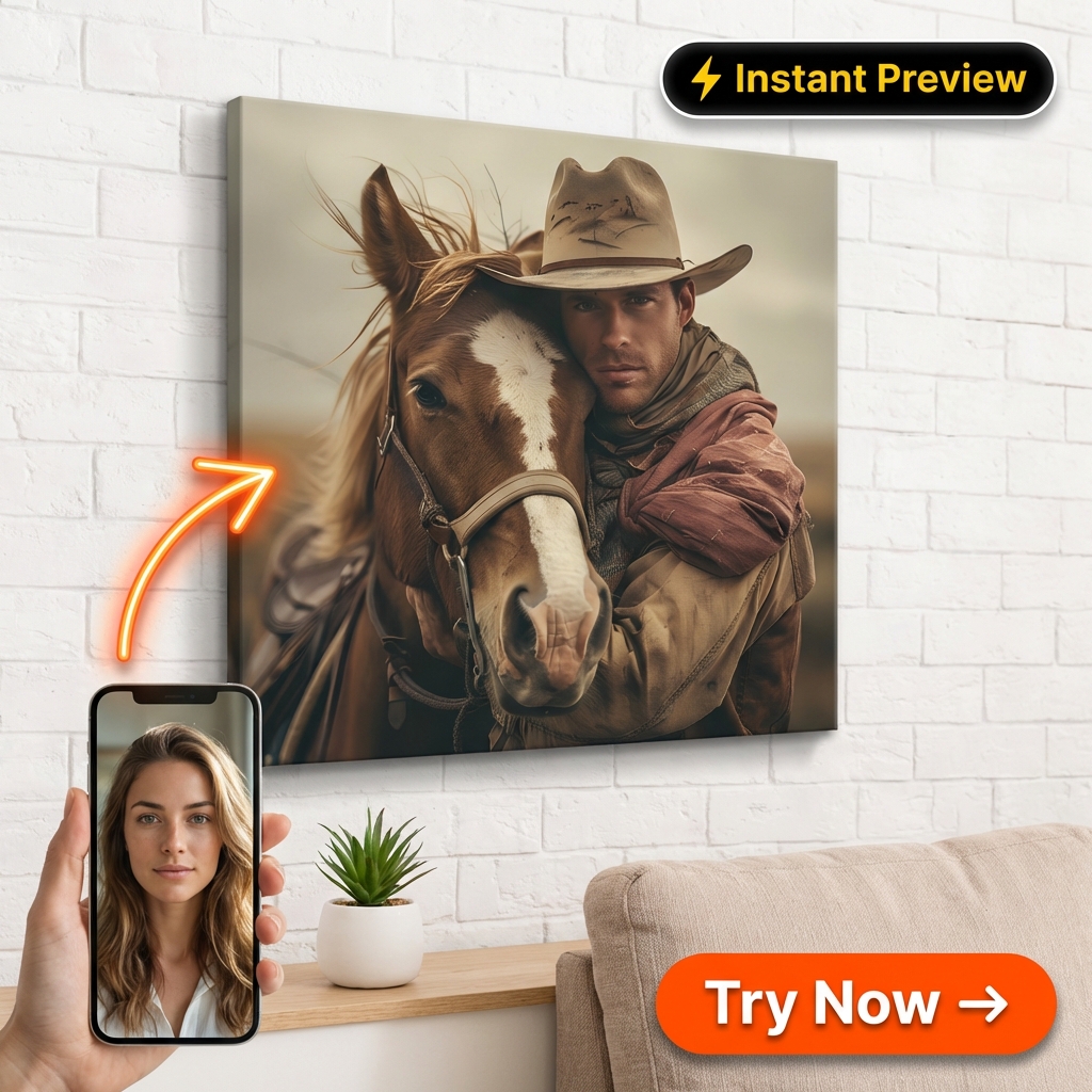 Buy Custom Cowboy Portrait - Personalized Gift | Premium Canvas Portraits