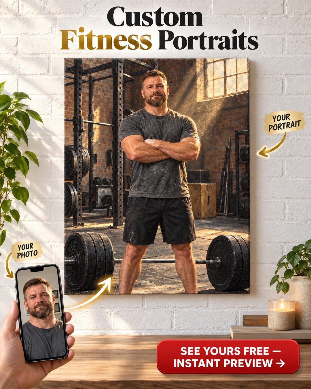 Gym Legend Poster for Him from Photo | Personalized Finisher Portrait Gift
