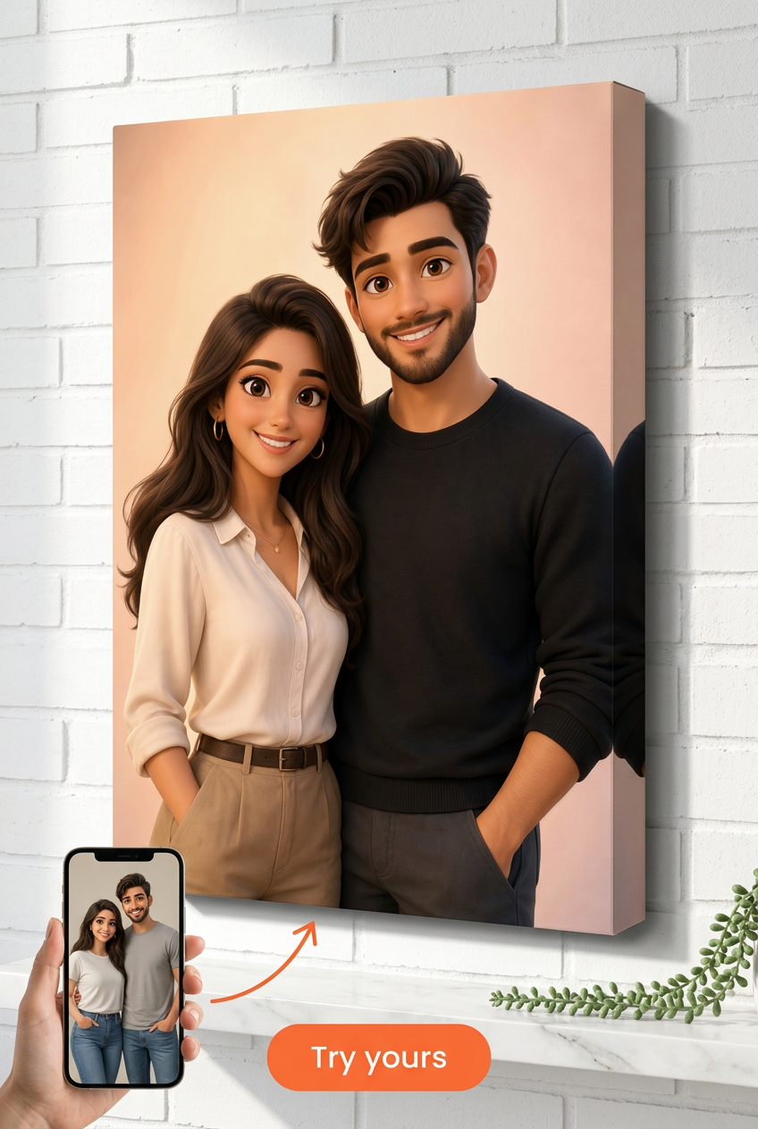 Custom 3D Cartoon Couple Portrait — Whimsical Art