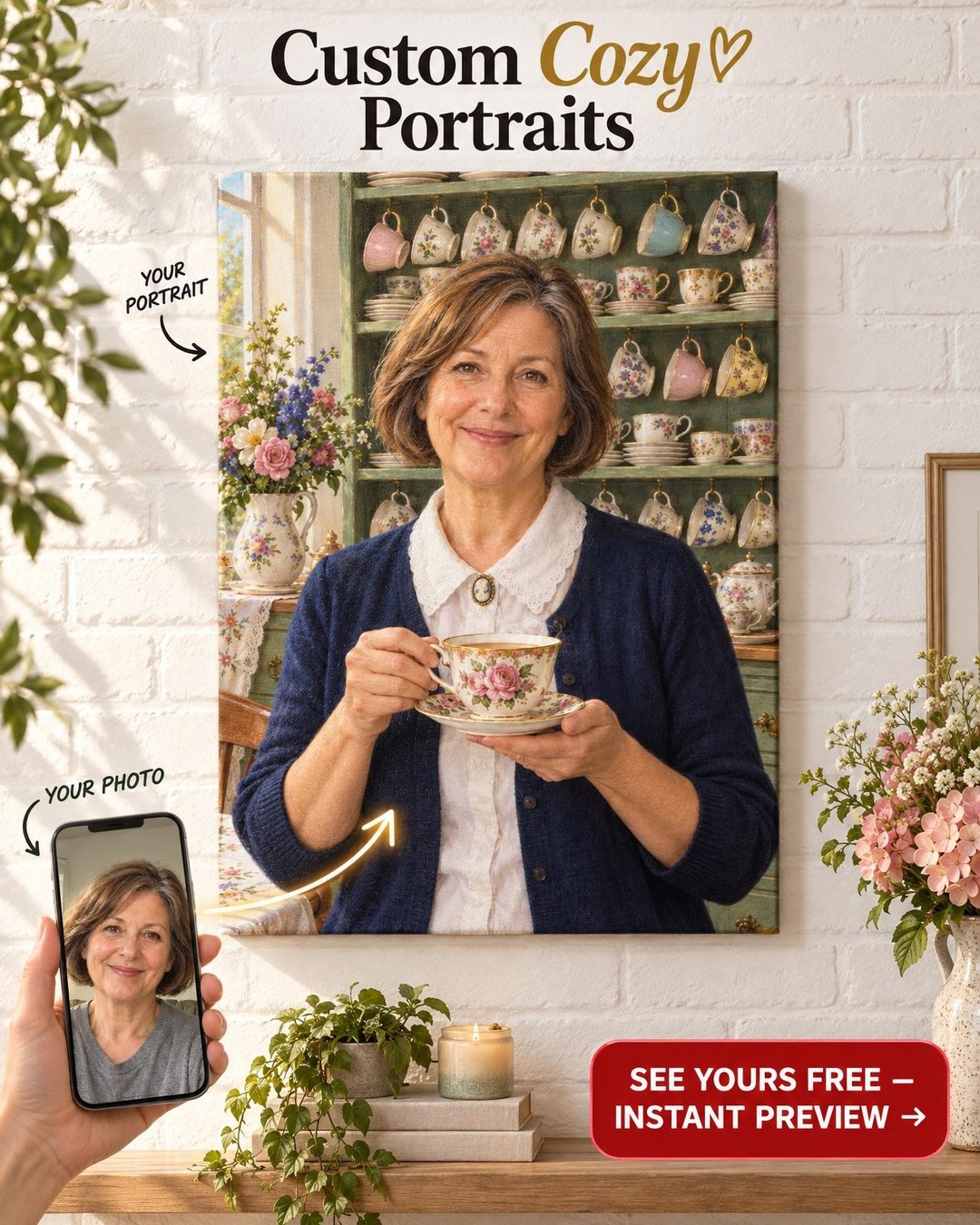 Personalized Tea Time Portrait Gift