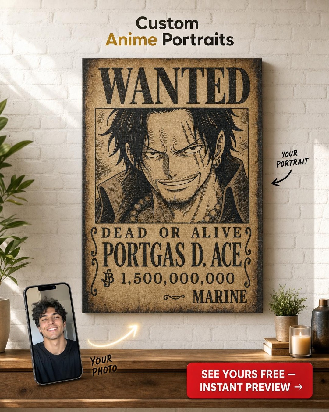 Custom Wanted Poster — Classic Outlaw Vintage Canvas from Photo