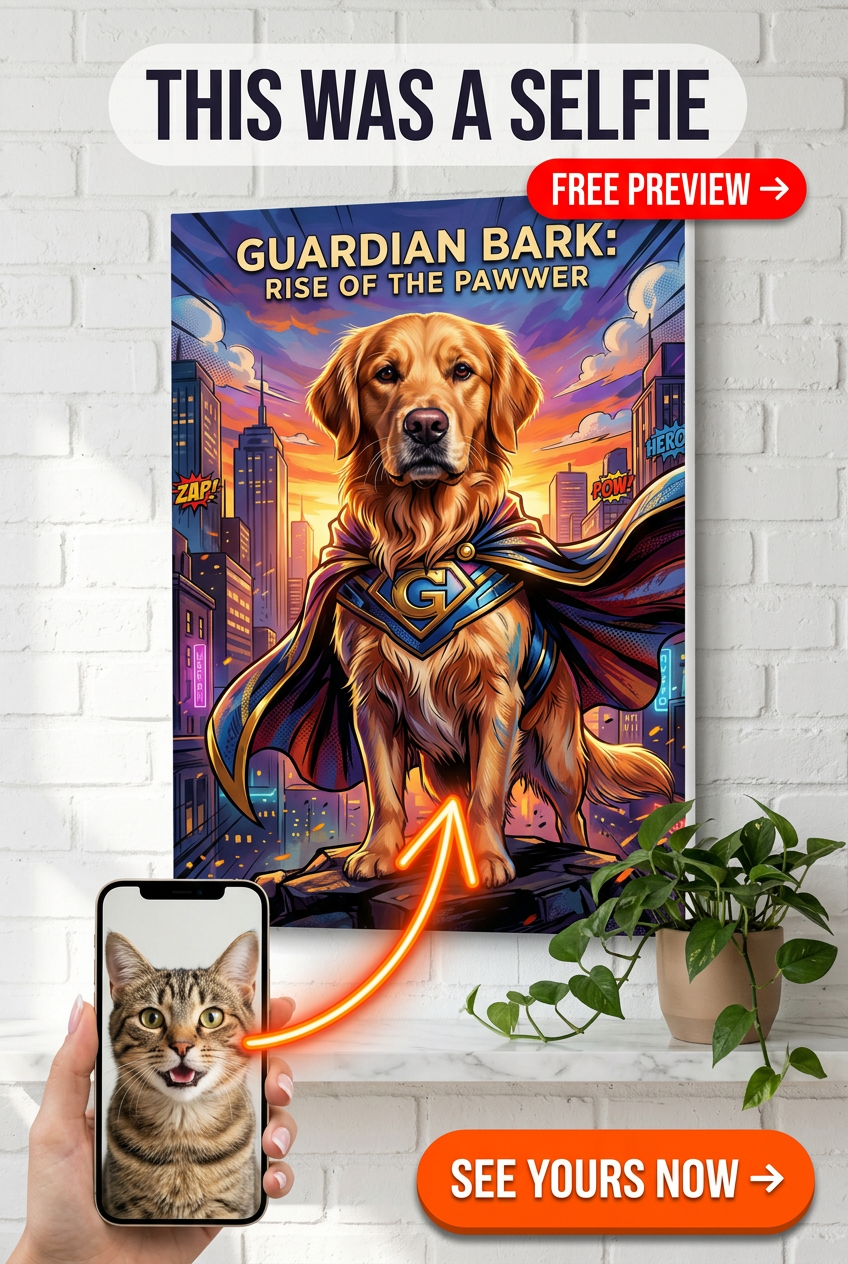 Custom Superhero Dog Portrait — Whimsical Pet Canvas Art