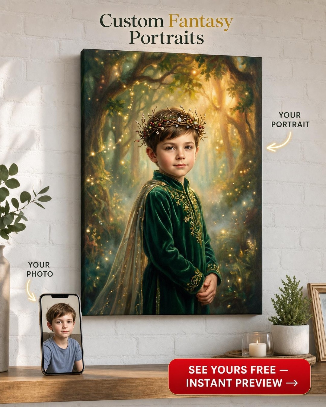 Okouzlující Fantasy Plátěný Portrét pro Chlapce