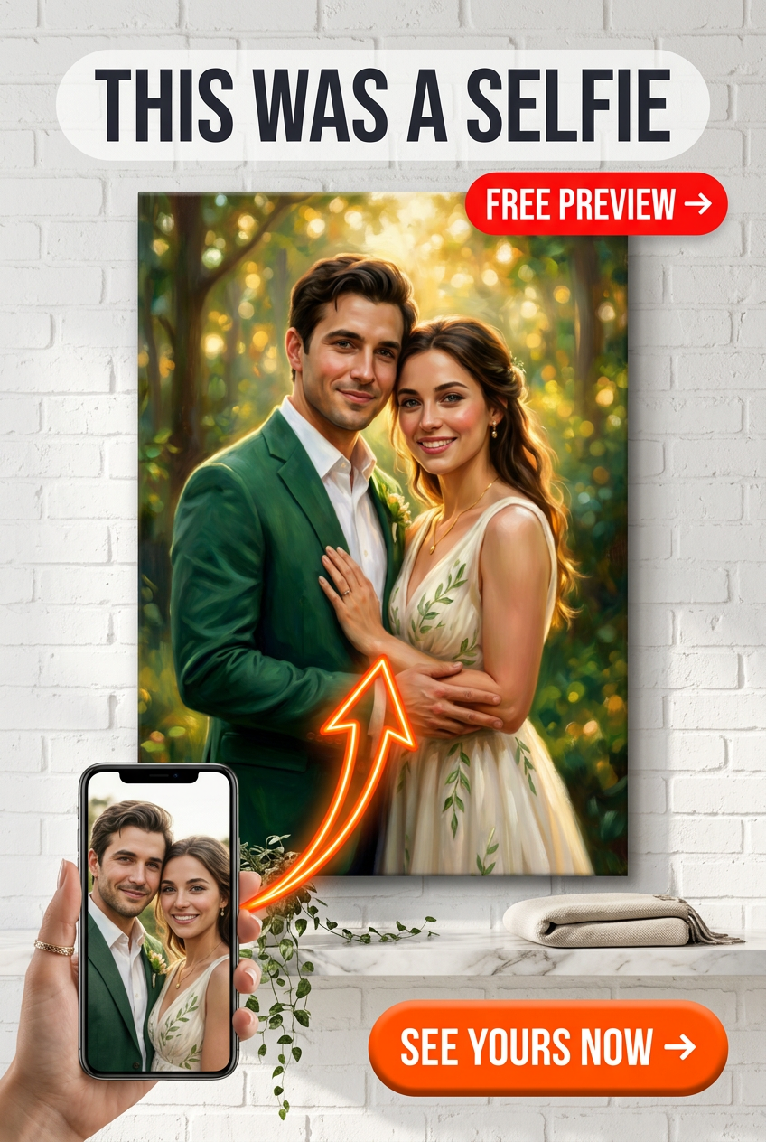 Custom Garden Couple Portrait — Romantic Canvas from Photo