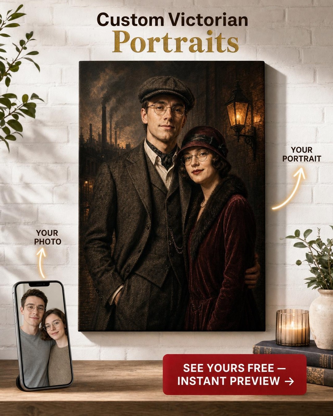 1920s Birmingham Couple Portrait | Unique Gift