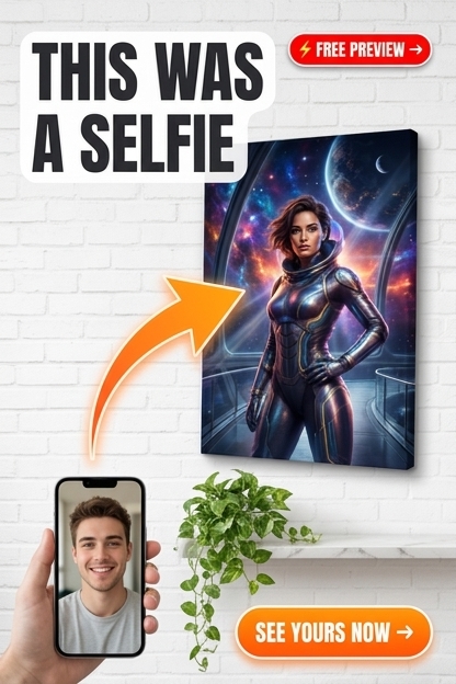 Custom Sci-Fi Man Portrait — Heroic Space Warrior Canvas