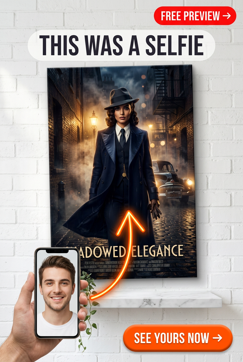 Custom Gothic Single-Man Portrait — Heroic Film Noir Canvas